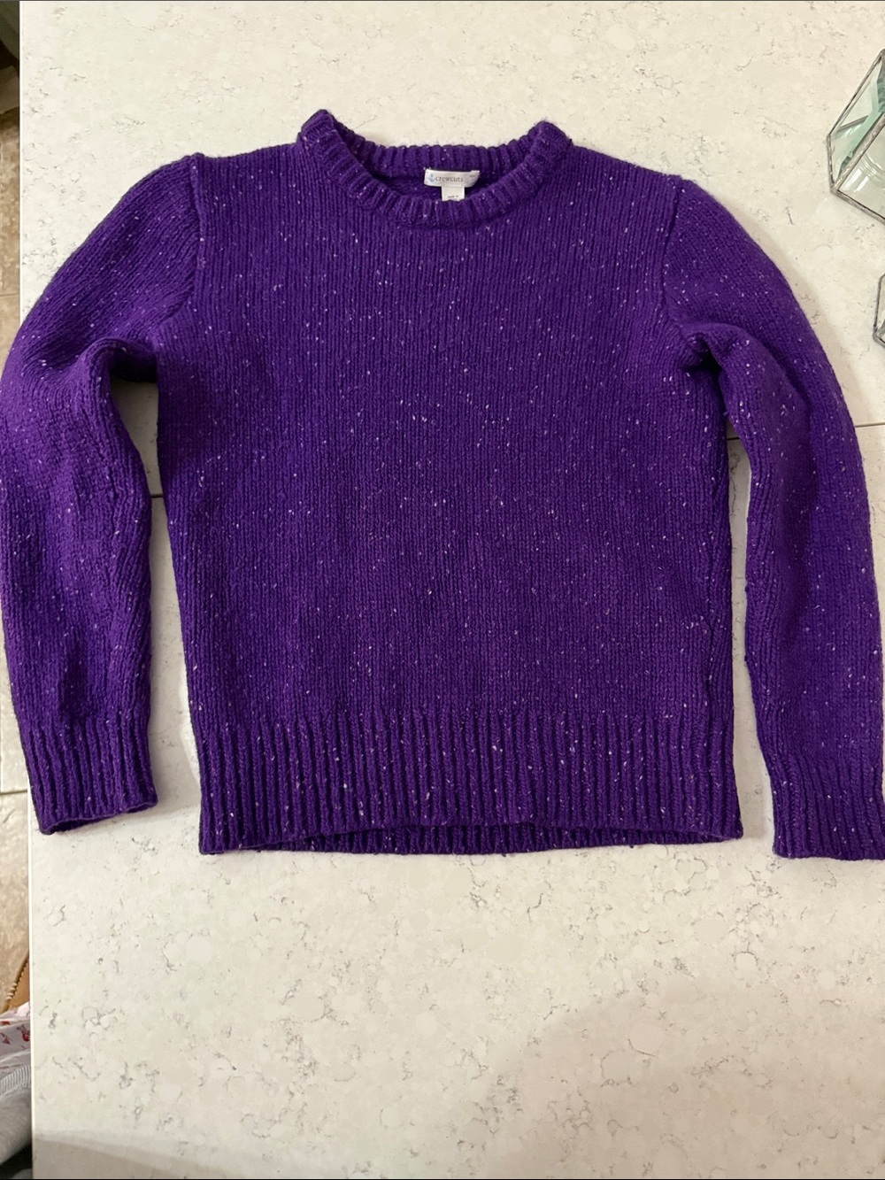 Crewcuts Purple Speckled Wool Blend Knit Crewneck Sweater